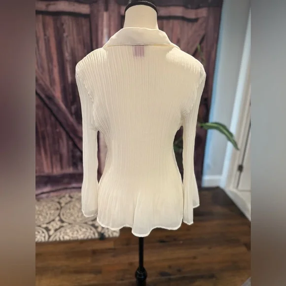 Sunny Leigh White Ruffled Notched Collar Blouse - Picture 5 of 6